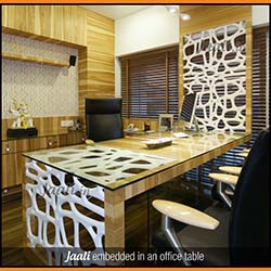 Jaali embedded in an office table copy